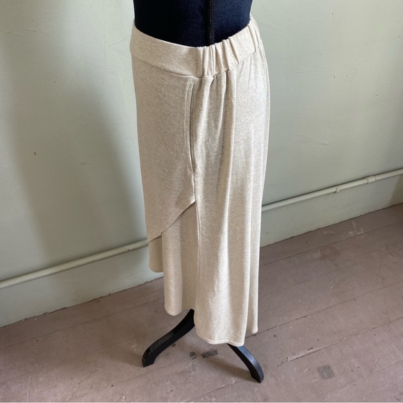 Prana Tidal Wave skirt / pull-on high-low mock wrap skirt / sandwashed beige - Picture 5 of 13
